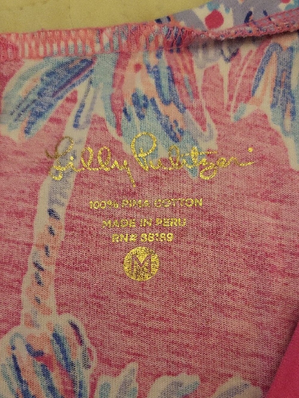 Lilly Pulitzer Pink Tropical Palm Print Tee with Multicolor Accents - Picture 2 of 6